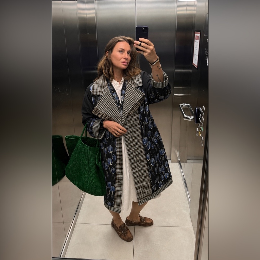 Brogger reversible Plaid Floral Ganni Dress Jacket Coat Oversized XS